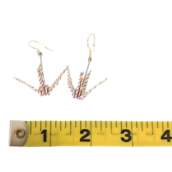 Handmade Paper Crane Earrings - Picture 3 of 3